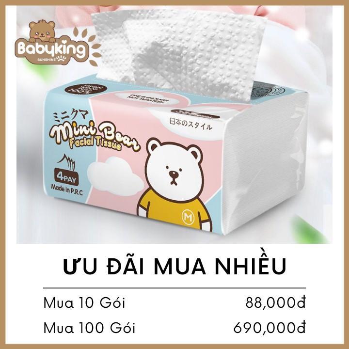 Lốc 10 Gói khăn giấy rút Minibear Nhật, giấy khô, giấy lau mặt, giấy vệ sinh 300 tờ, chuyên dùng cho mẹ và bé