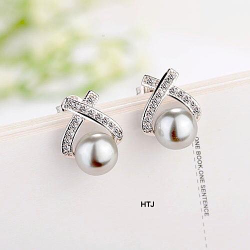 Bông tai nụ trai chất liệu bạc s925 MS58a