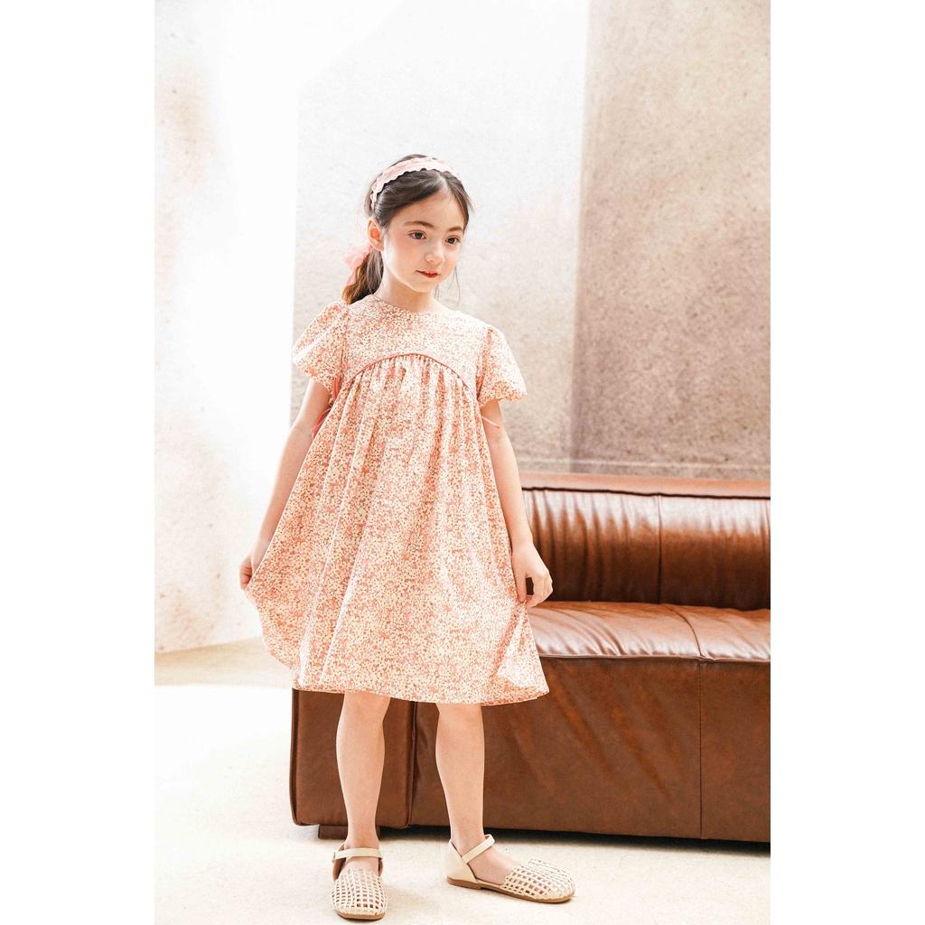 Váy bé gái CRABIE babydoll hoa nhí tay bồng váy công chúa cho bé từ 3,4,5,6,7,8,9,10 tuổi - Leah dress - Hồng Phấn