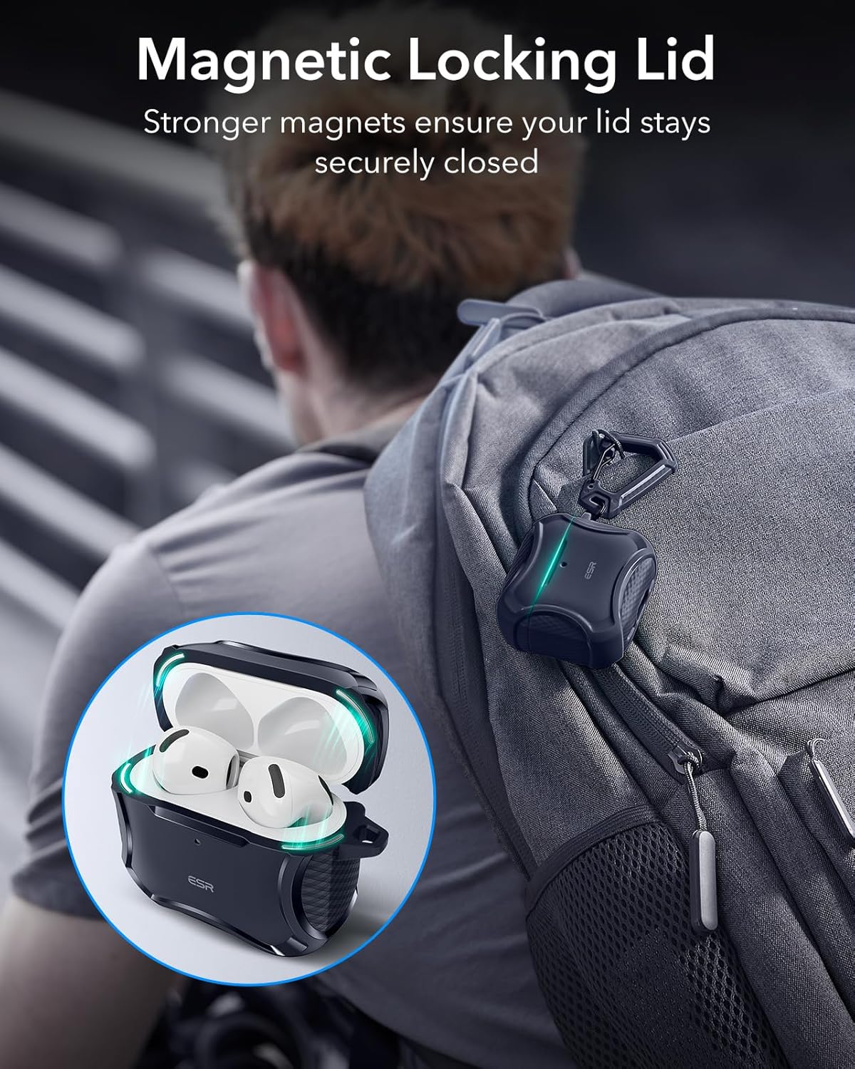 Bao Case ESR Cyber Tough Case with HaloLock cho Airpods 4 - Hàng Chính Hãng
