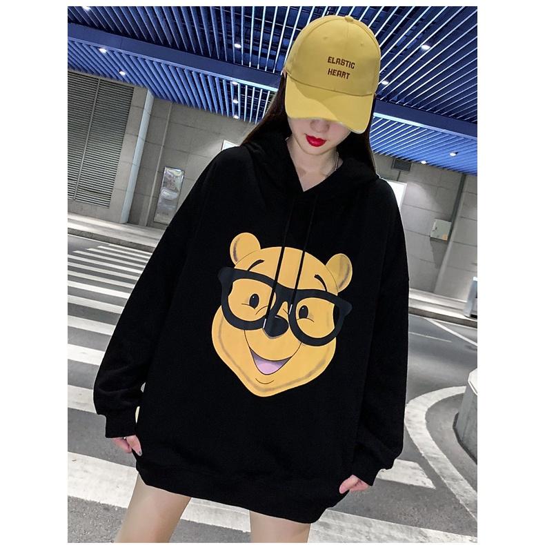 Áo Hoodie Nỉ Unisex Nam Nữ Gấu Đeo Kính Mũ 2 Lớp