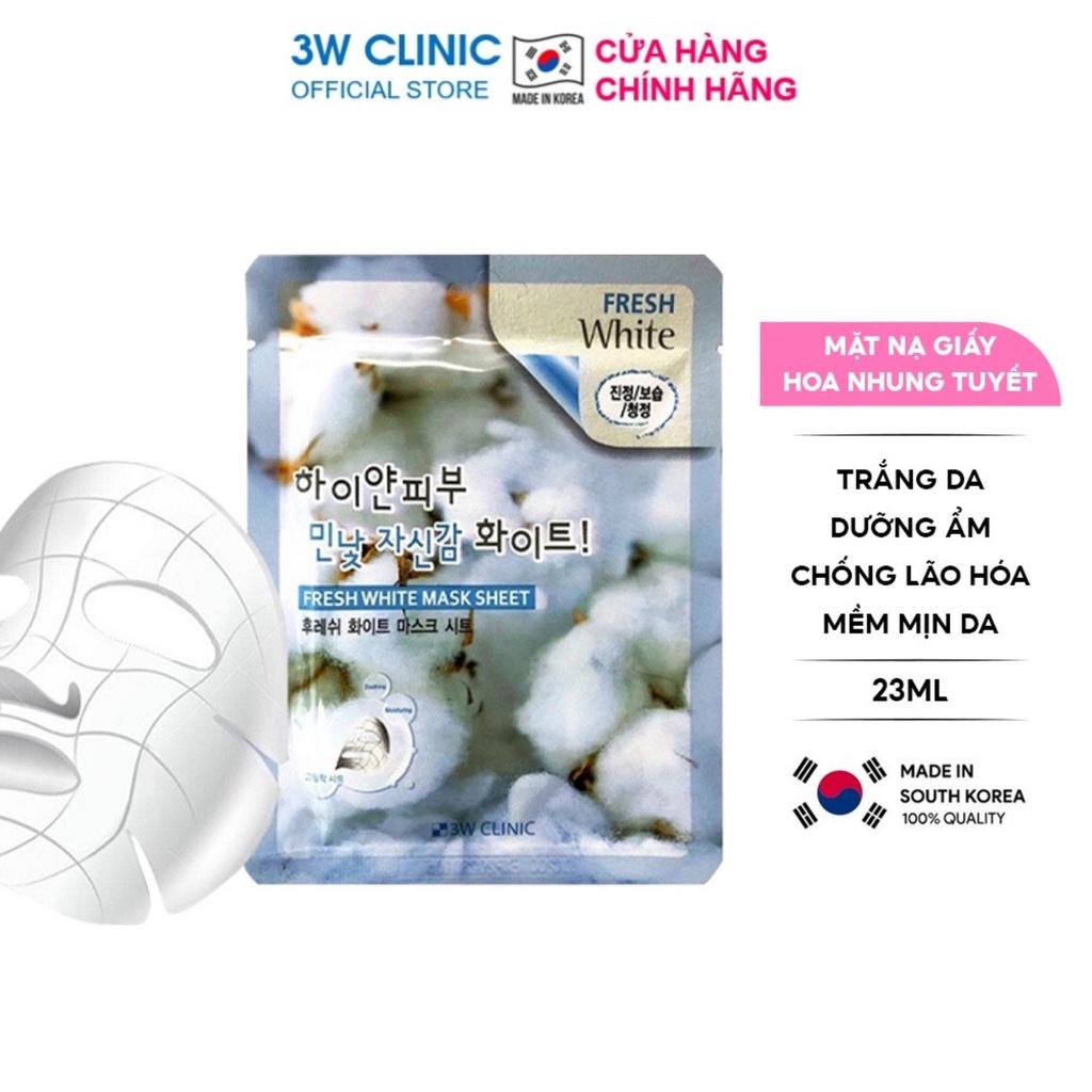 Mặt Nạ 3W Clinic Tuyết Fresh White Mask Sheet Dưỡng Trắng Da 23ml