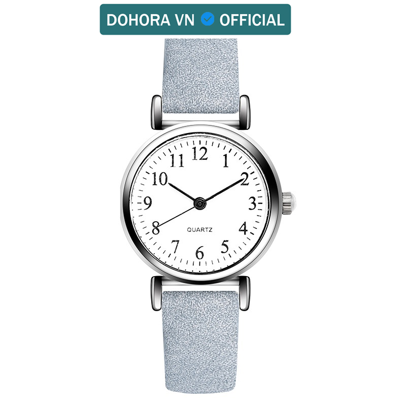 Đồng hồ nữ mặt nhỏ DOHORA VN DSDH108 dây da mặt tròn có số mẫu mới cực thanh lịch thời trang hot chống nước sinh hoạt nhẹ dây da dành cho học sinh cấp 2 sinh viên - Hàng nhập khẩu