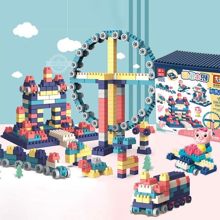 Building Block 520 chi tiết loại 1- Bộ đồ chơi lắp ráp xếp hình loại to cho bé sáng tạo phát triển trí tuệ và giải trí