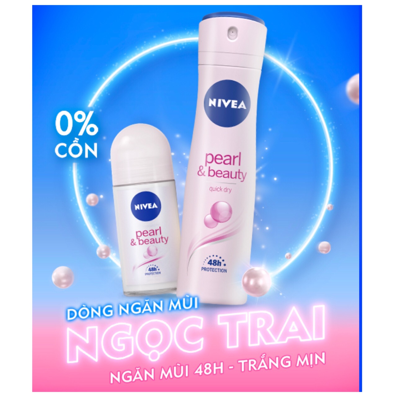 Bộ đôi Lăn Ngăn Mùi 50ml và Xịt ngăn mùi 150ml NIVEA Nữ Pearl &amp; Beauty Ngọc Trai Quyến Rũ