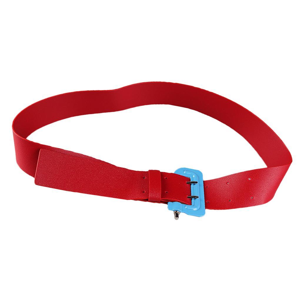 Womens Girls PU Leather Skinny Buckle Thin Elastic Stretch Waist Belt Waistband