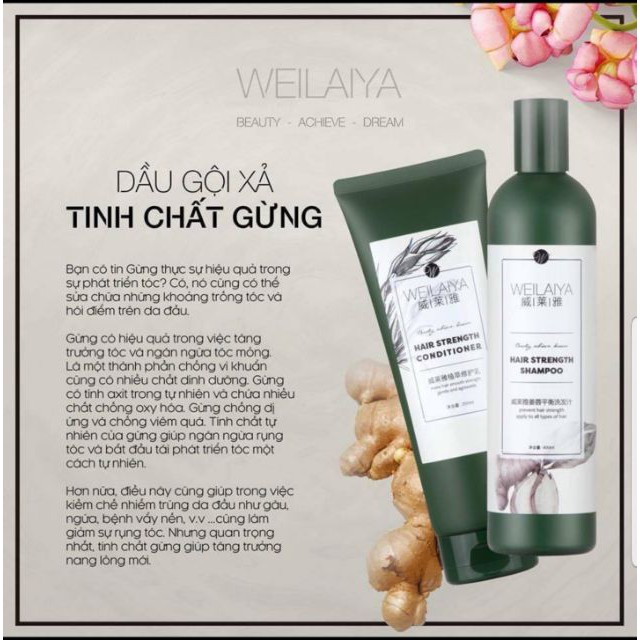 Dầu gội Weilaiya Ginger Shampoo gừng trắng kích mọc tóc mềm mượt 400ml (tem trắng)