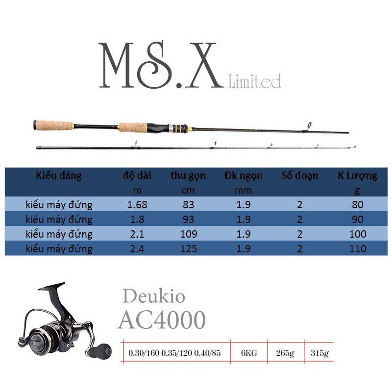 Bộ Cần Câu Lure Cần Câu Máy Đứng Kim Loại Deukio AC4000, Bộ Cần Câu Tặng Dây Câu Và Phụ Kiện