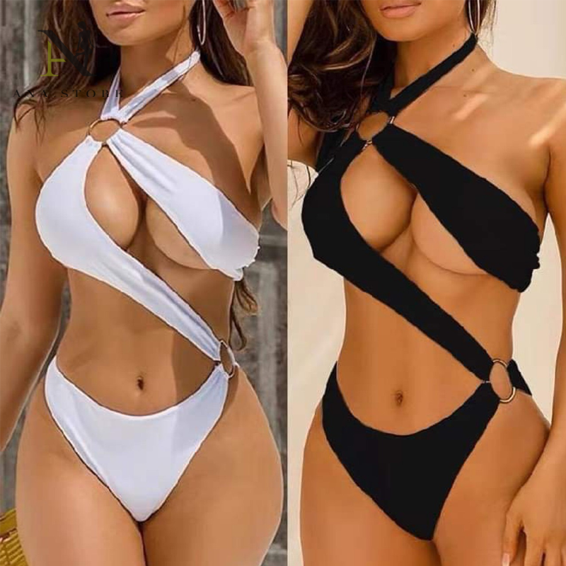 Set Bikini Khoét Eo Hở Lưng 2 Màu Trắng Đen Quyến Rũ