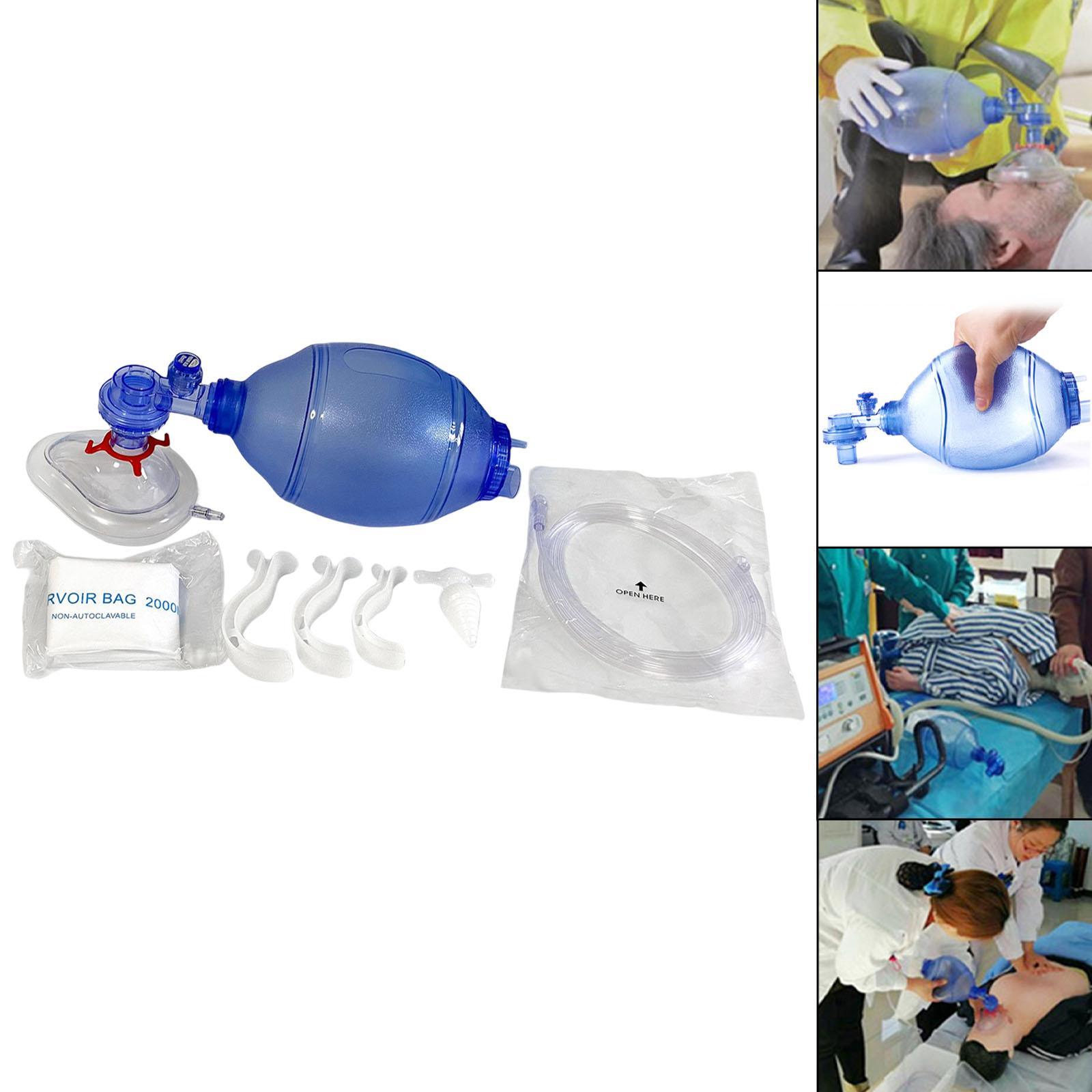 CPR Manual Tool Kit PVC Practi Mask Emergency Bag with Tubing and Mask Reservoir Bag Resuscitation Air Bag for First Aid Training Home Use