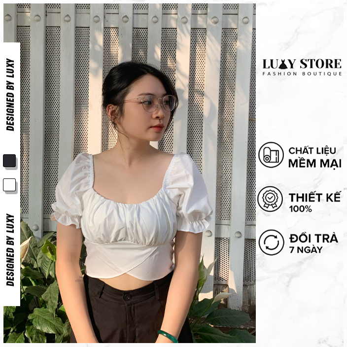 Áo croptop nữ LUXY A21 tay phồng nhẹ nhàng dáng ôm thiết kế ôm body phong cách trẻ trung trendy quyến rũ