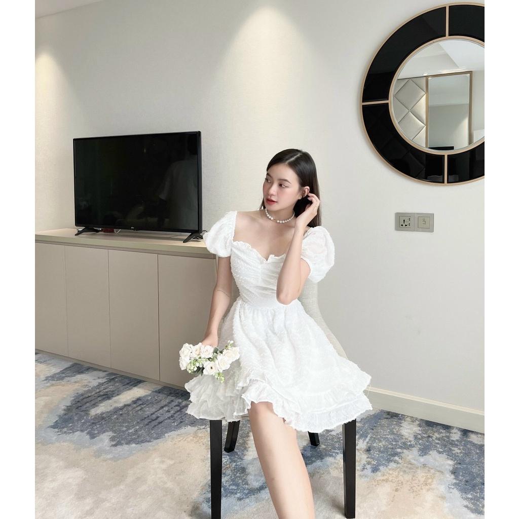 Váy Xòe Tiểu Thư Dự Tiệc Voan Sọc Thiết Kế Napubee, Đầm Tay Phồng Dạo Phố ELOISE DRESS