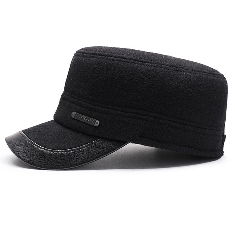 Quân đội mũ phẳng ấm áp mùa đông mũ thể thao mũ golf cho nam snapback casquette xương bố mũ Gorras Earflaps làm dày bóng chày Color: gray Size: 55-60CM