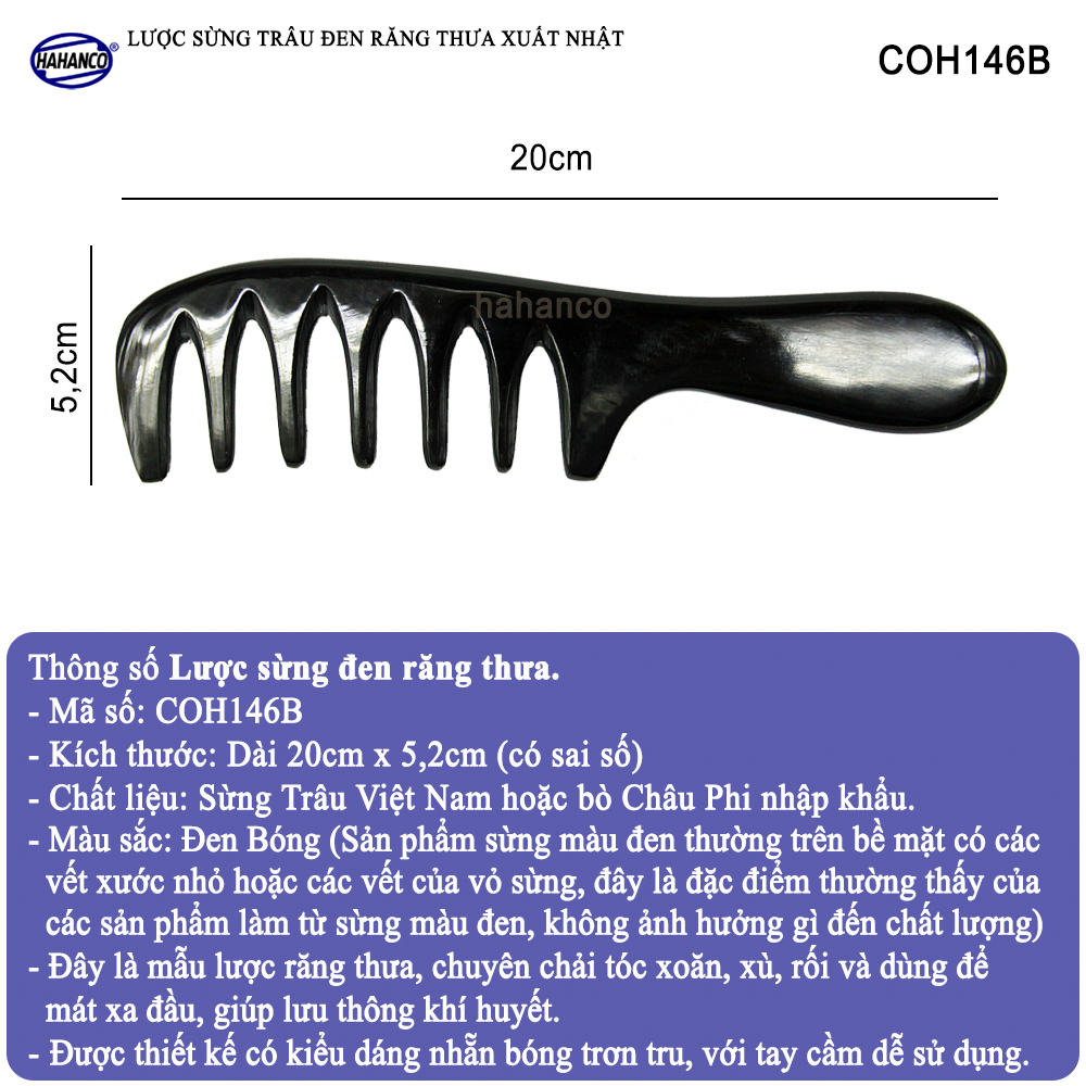 Lược Sừng massage đầu giúp lưu thông máu COH146 - Lược răng thưa - Chăm sóc sức khỏe
