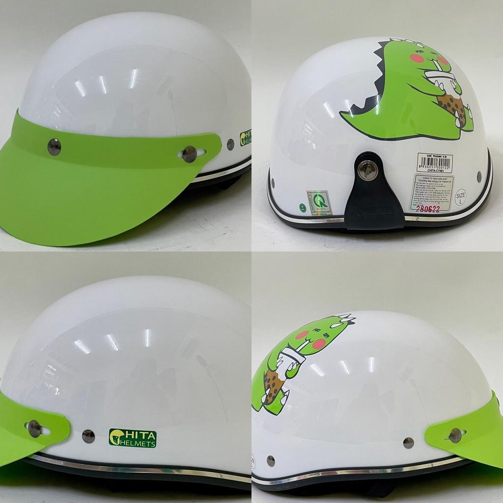 Mũ Bảo Hiểm 1/2 Đầu CHITA HELMETS CT6B1 Tem Trà Sữa Khủng Long