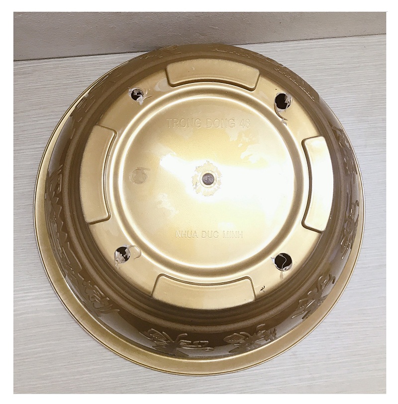 3 Chậu Nhựa Trồng Hoa Cây Cảnh Trống Đồng T48 - Màu Vàng