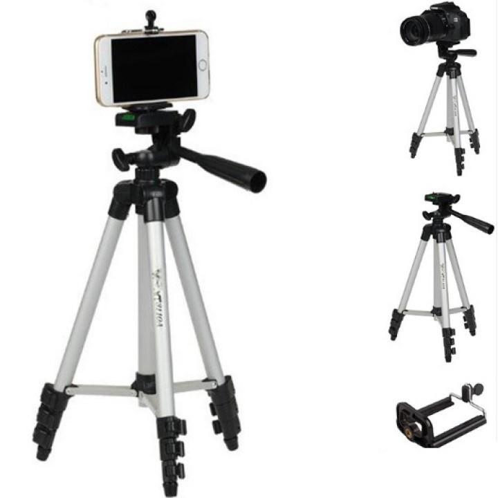 Gậy 3 chân chụp hình máy ảnh, điện thoại Tripod TF - 3110, Tripod chụp ảnh livetream, Chân đế điện thoại quay tiktok