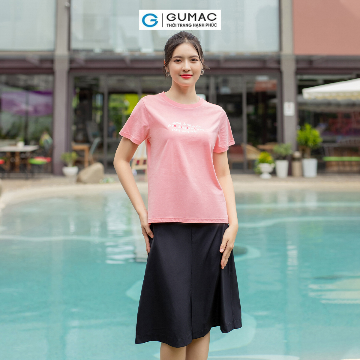 Áo thun nữ cotton tay ngắn cổ tròn in chữ dễ thương trẻ trung năng động thời trang GUMAC ATD07062