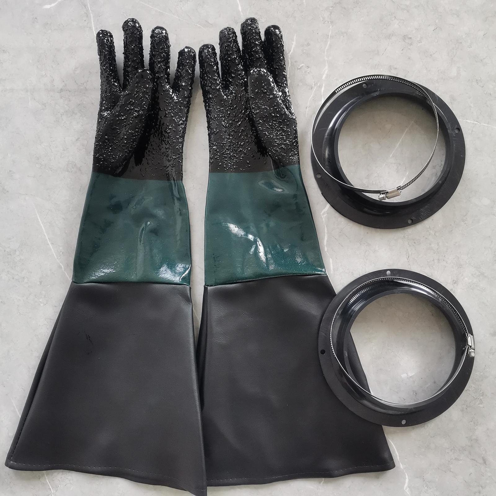 Professional Sandblasting Gloves with Clamp Hoop for Sandblasting Cabinet