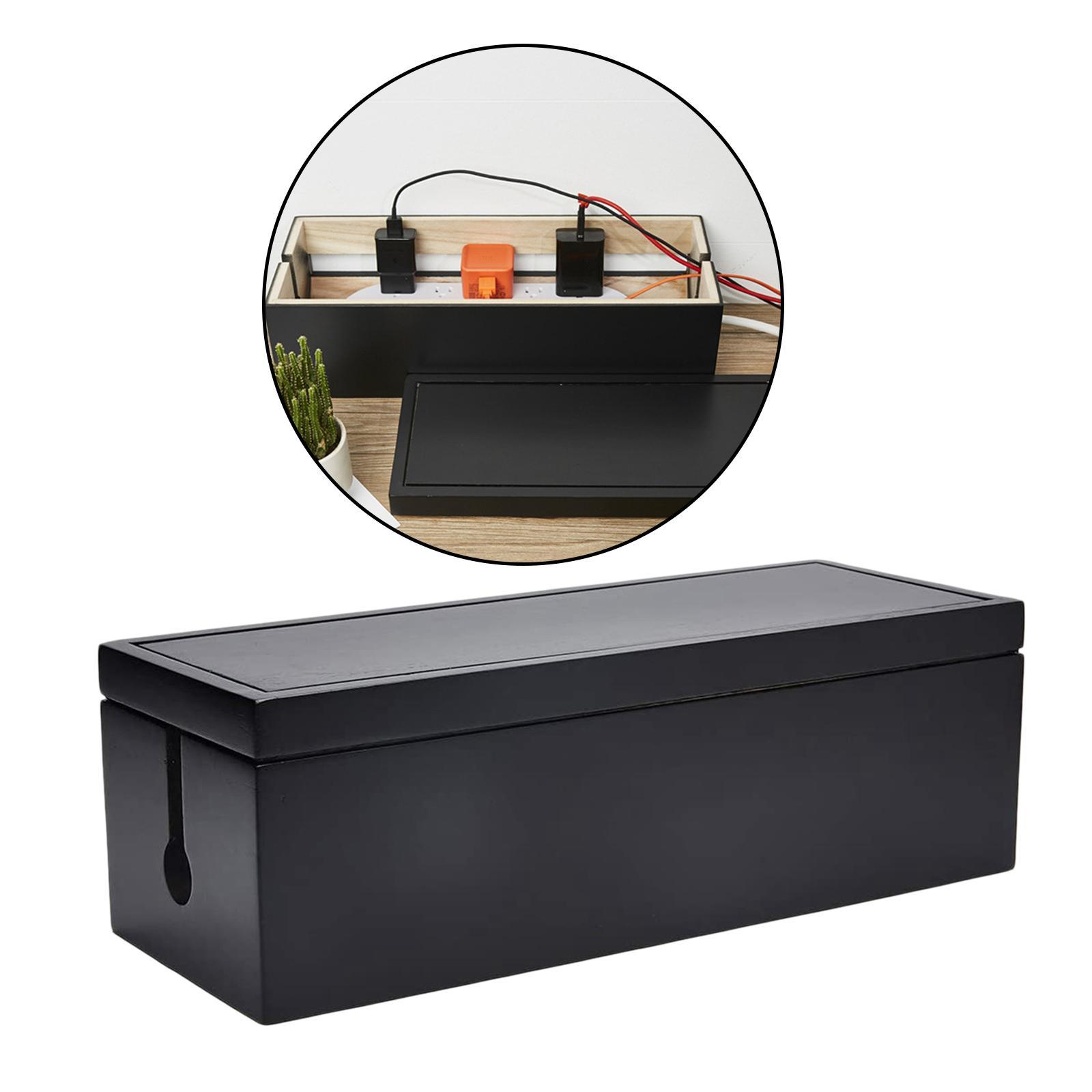 Cable Management Box Cord Organizer Wire Hide Charger Storage Black