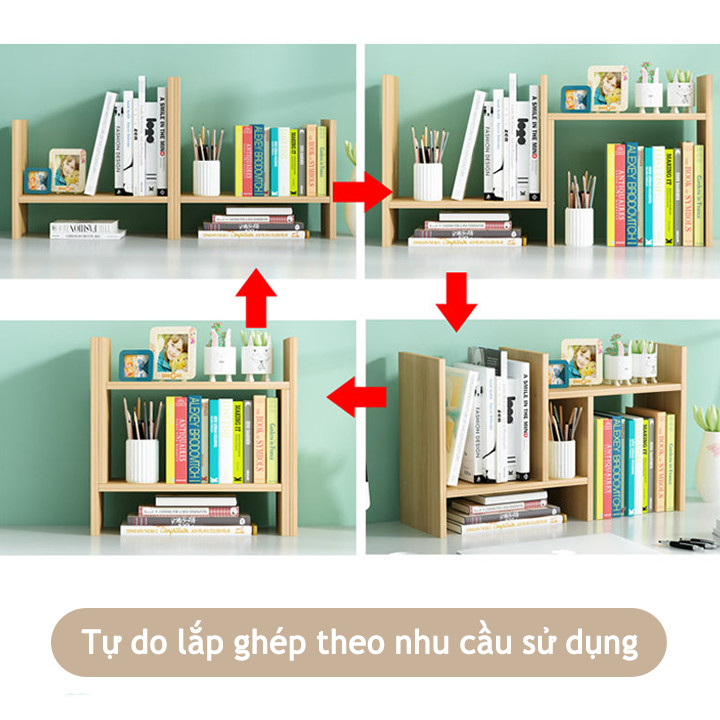 [Loại 2]Kệ Sách Gỗ Để Bàn Năng Điều Chỉnh Được Kích Thước Để Sách Đồ Dùng Cá Nhân Bằng Decor Bàn Làm Việc Bàn Học