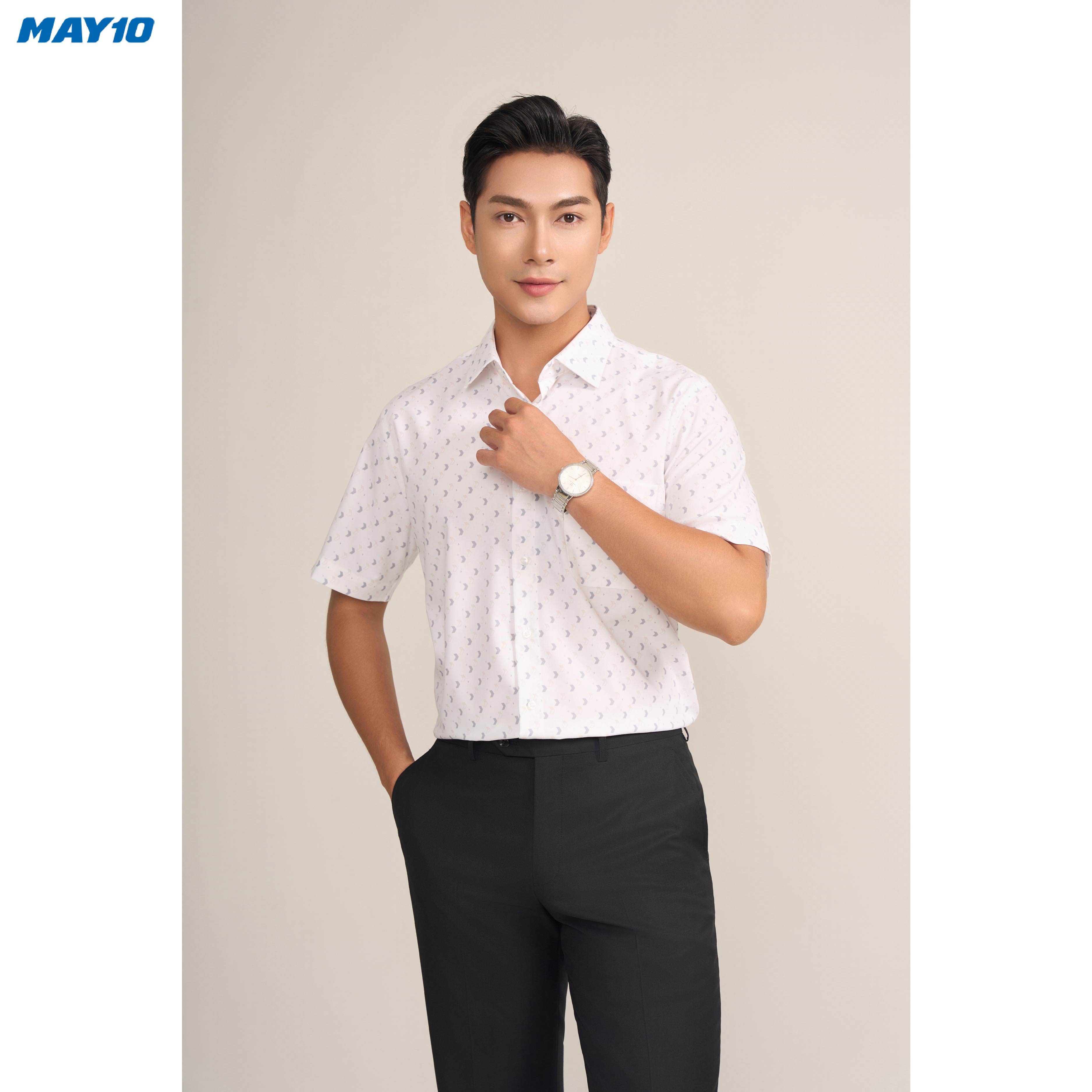 Sơ mi nam cộc tay May10 form RegularFit mã 010124195ONGB AH389