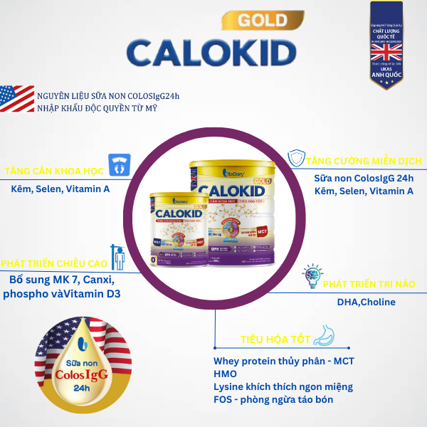 Sữa bột Calokid Gold 0+ 400g giúp bé tăng cân khoa học, tiêu hóa tốt - VitaDairy