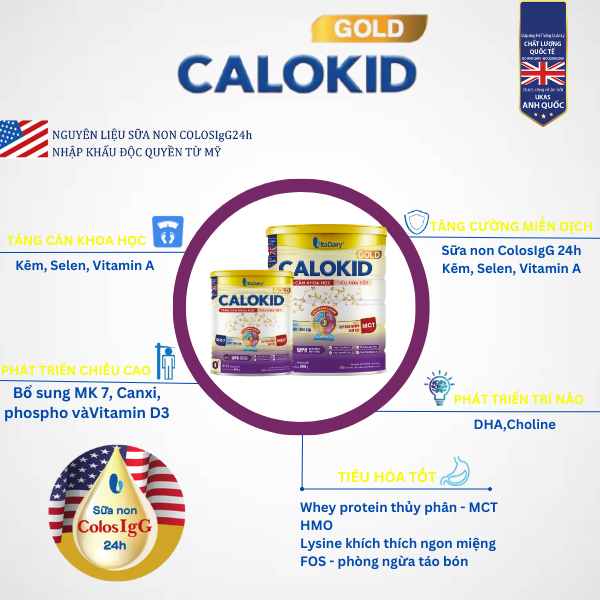 Sữa bột Calokid Gold 400g giúp bé tăng cân khoa học, tiêu hóa tốt - VitaDairy