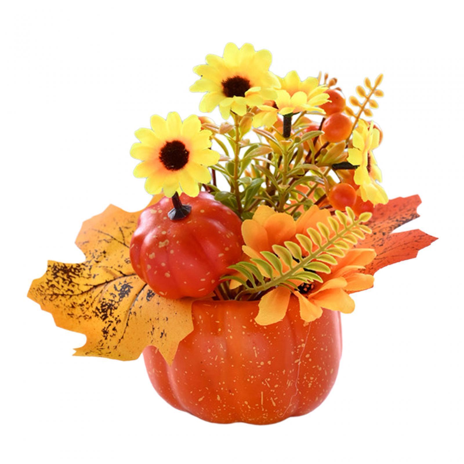 Artificial Pumpkin Flower Autumn Floral Arrangement Fall Pumpkin Centerpiece