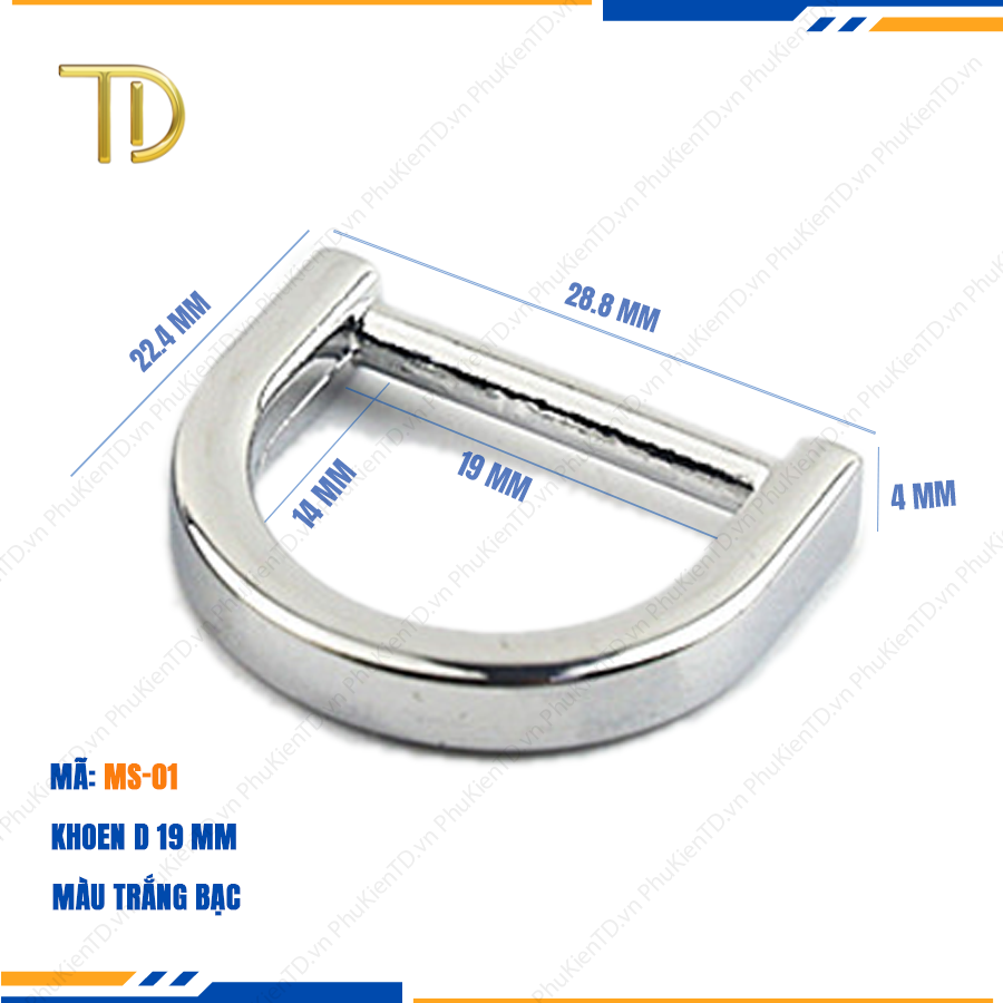 Khoen d túi xách, Khoen chữ d túi xách, Khoen bán nguyệt túi xách 19mm mạ điện độ bền 5-8 năm