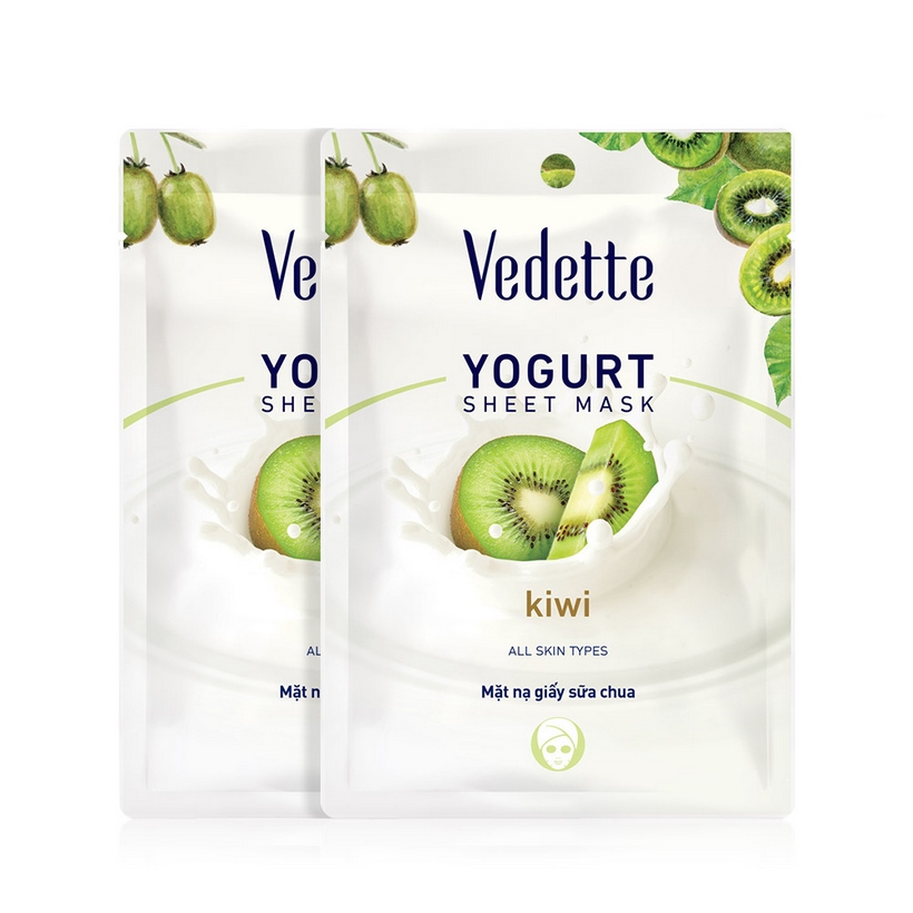 Mặt nạ giấy sữa chua kiwi Vedette Yoghurt Mask Sheet Kiwi 22ml