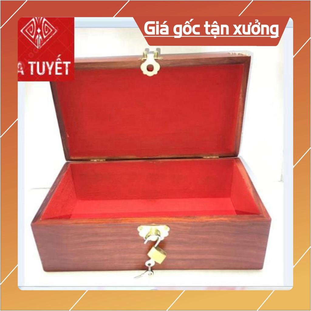 HỘP ĐỰNG CON DẤU, TRANG SỨC GỖ HƯƠNG CHỮ THỌ SIZE TO 26CM-KÈM KHÓA MINI