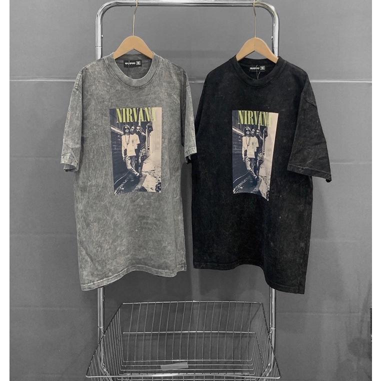 Áo thun tay lỡ Wash NIRVANA xe lửa, áo phông nam nữ