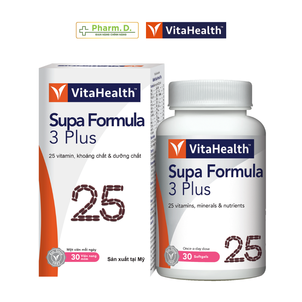 Viên Uống Bổ Sung Vitamin Tổng Hợp Tăng Sức Đề Kháng VITAHEALTH Supa Formula 3 Plus ( Hộp 30 Viên)