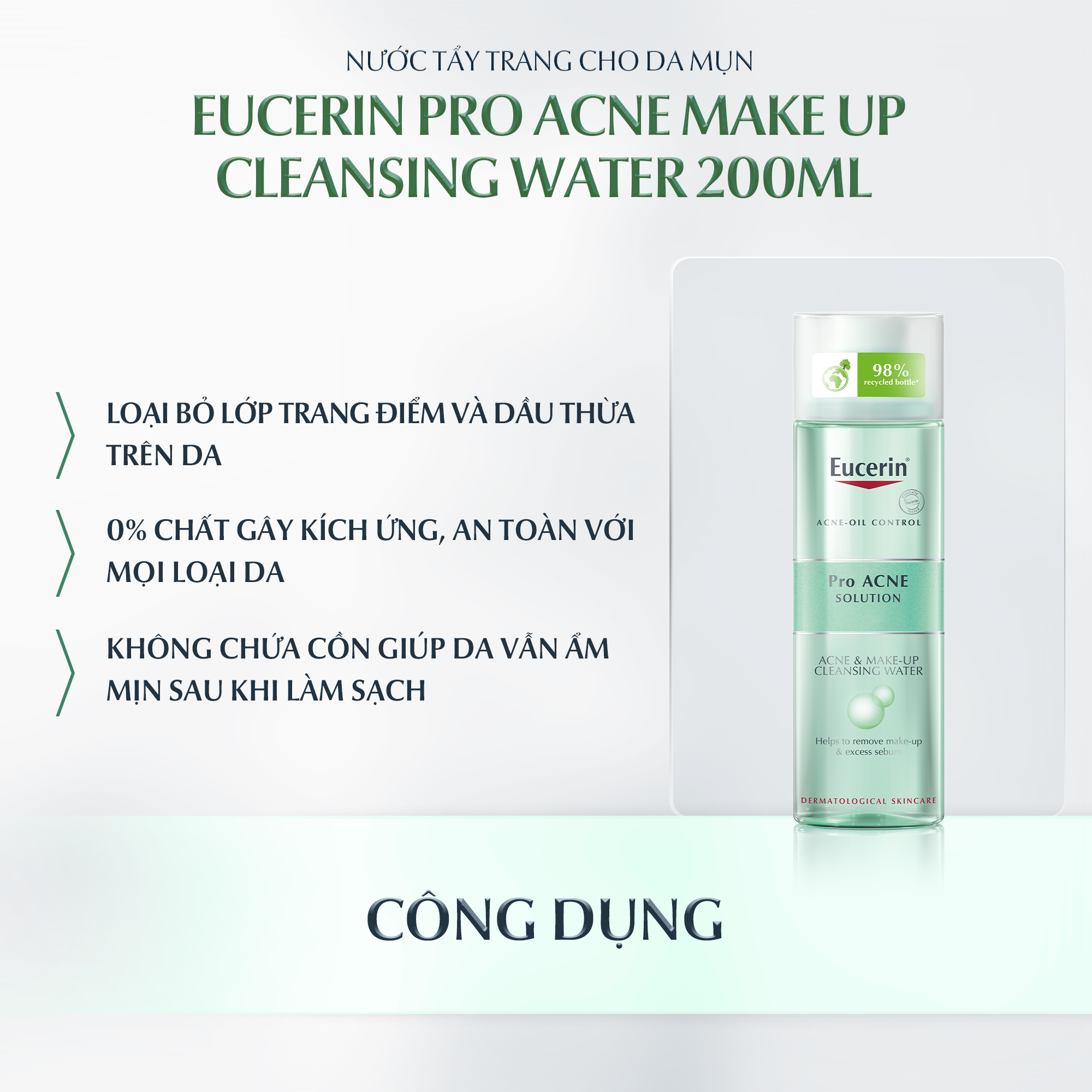 Nước tẩy trang giảm mụn Eucerin Pro Acne Micellar 200ml