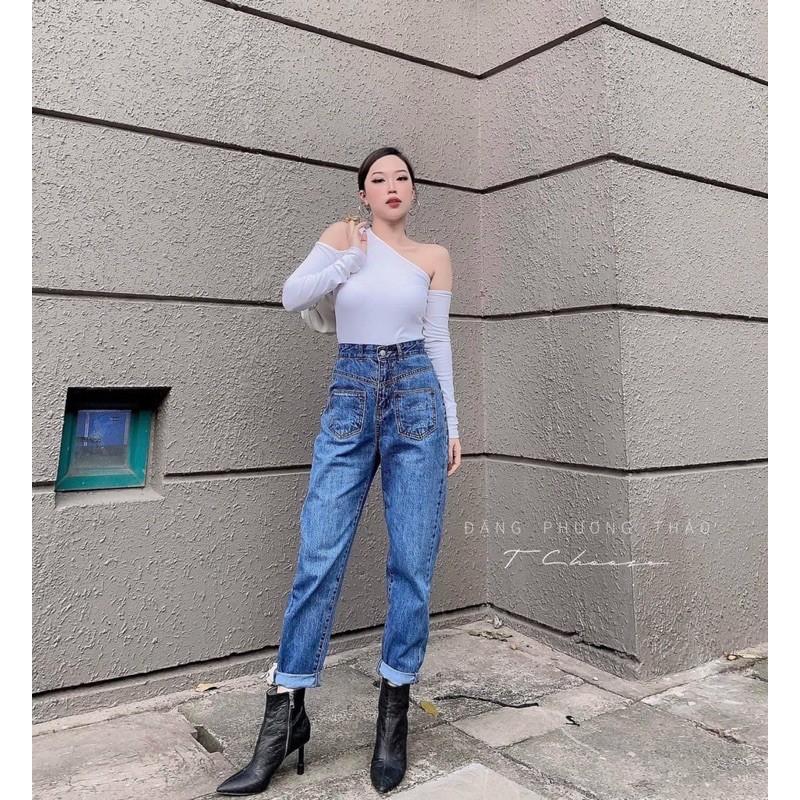 Quần baggy jean nữ MS87 ️️ quần baggy jean nữ lưng cao size đại túi kiểu hàng VNXK thời trang bigsize 2Kjean