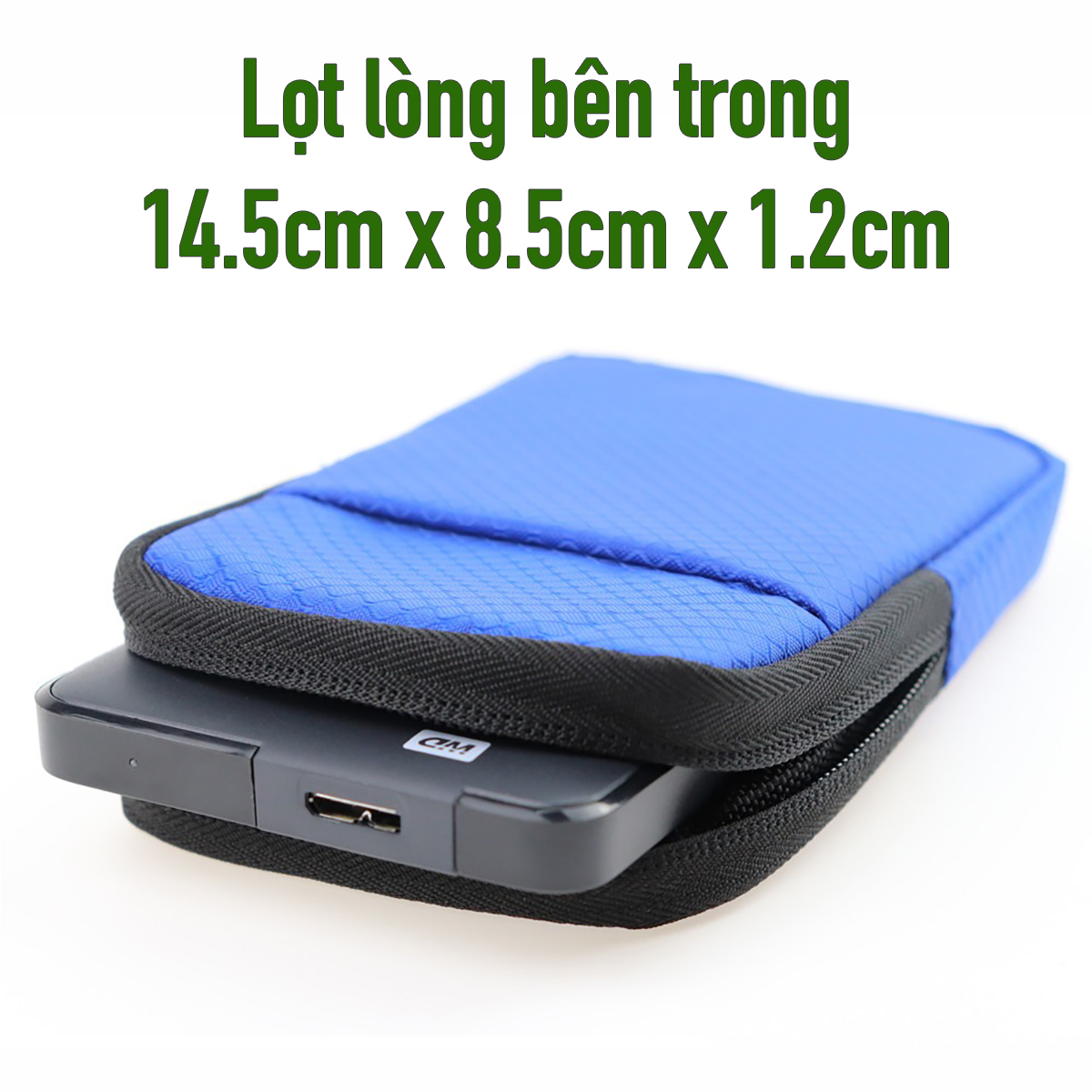 Túi chống sốc 2 ngăn vải chống thấm đựng ổ cứng di động size 2.5inch, máy chụp hình du lịch, phụ kiện cáp sạc - Hàng chính hãng