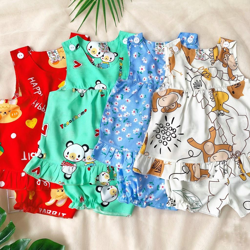 Đồ Bộ Bé Gái Xinh Xắn Tôn Lanh Cực Mát Cho Bé Từ 3-16 Ký