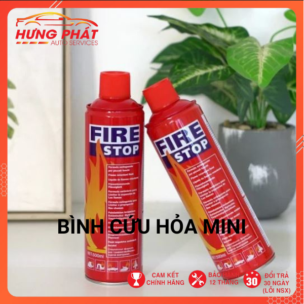 Bình Cứu Hoả Mini 500ml, Bình Chữa Cháy Mini FIRE STOP Dùng Trên Ô Tô, Xe Hơi