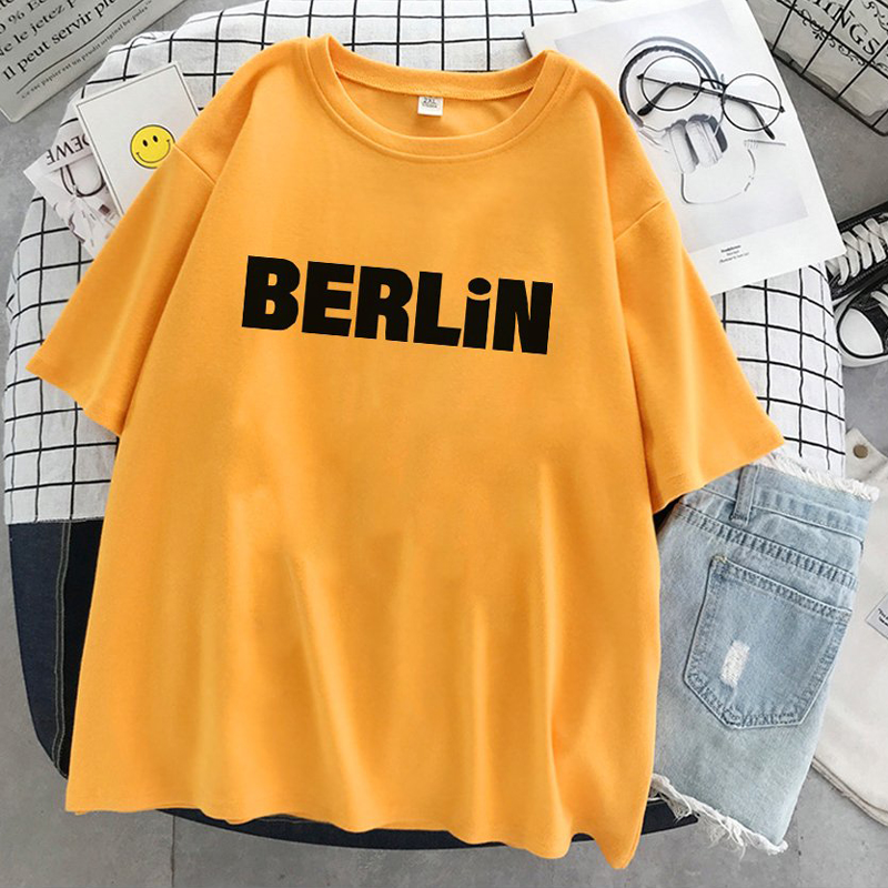 Áo Thun Đôi Tình Nhân Tay Lỡ Unisex In Chữ BERLIN