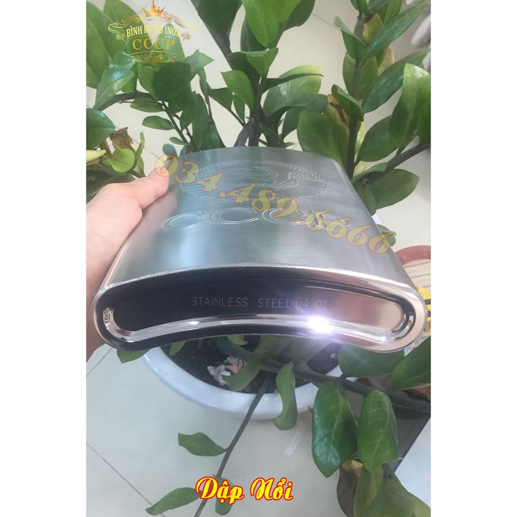 Binh đựng rượu inox cccp dập nổi 1.75L tiện dụng cho đi chơi, du lịch, leo núi