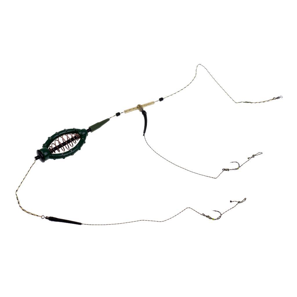 Carp Fishing Feeder Fishing Baits Cage Hook Rig Set with Lead Sinker Terminal Tackle