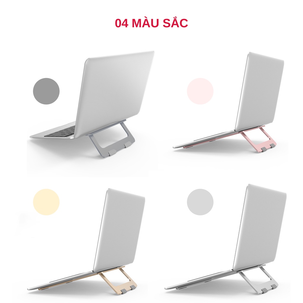 Giá đỡ / Đế đỡ tản nhiệt để bàn dành cho Laptop, Máy Tính Xách Tay Chất Liệu Hợp Kim Nhôm gấp gọn tiện dụng - Giao màu ngẫu nhiên - Hàng chính hãng