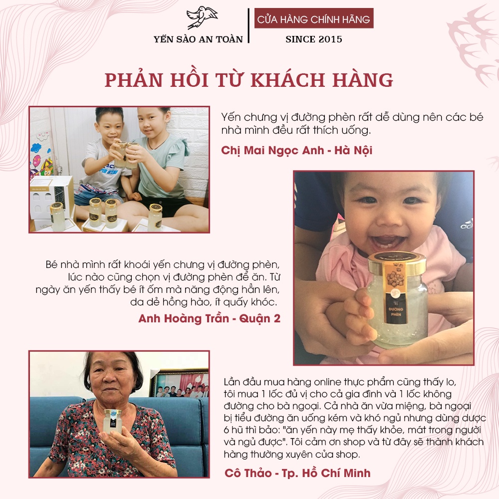 Yến chưng đường phèn và không đường combo 6 và 12 hũ 70ml và 140ml ĐẬM ĐẶC YẾN TƯƠI từ Yến Sào An Toàn
