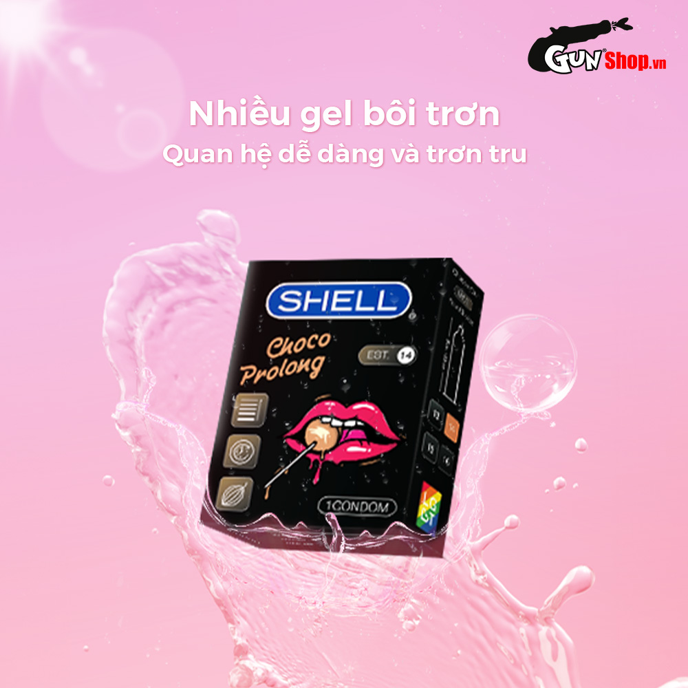 Bao cao su Shell Choco Prolong kéo dài thời gian, hương chocolate - Hộp 1 cái