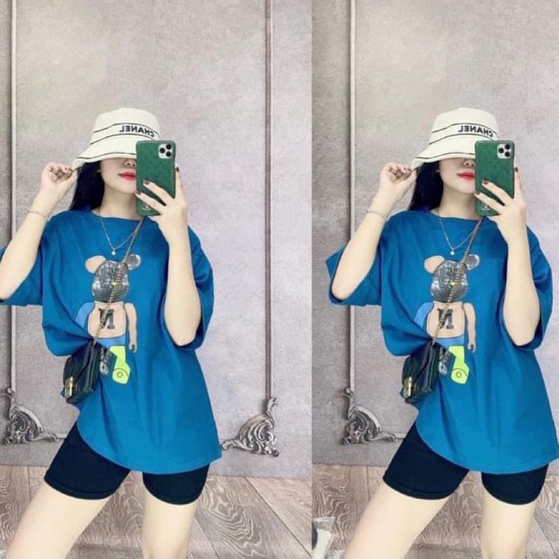 Áo Thun Form Thụng Tay Lỡ In Chú Gấu Hot Hit️Áo Phông Unisex Nữ