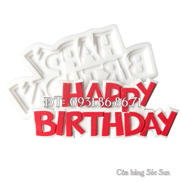 Khuôn silicon sinh nhật Happy Birthday - Mã số 1694