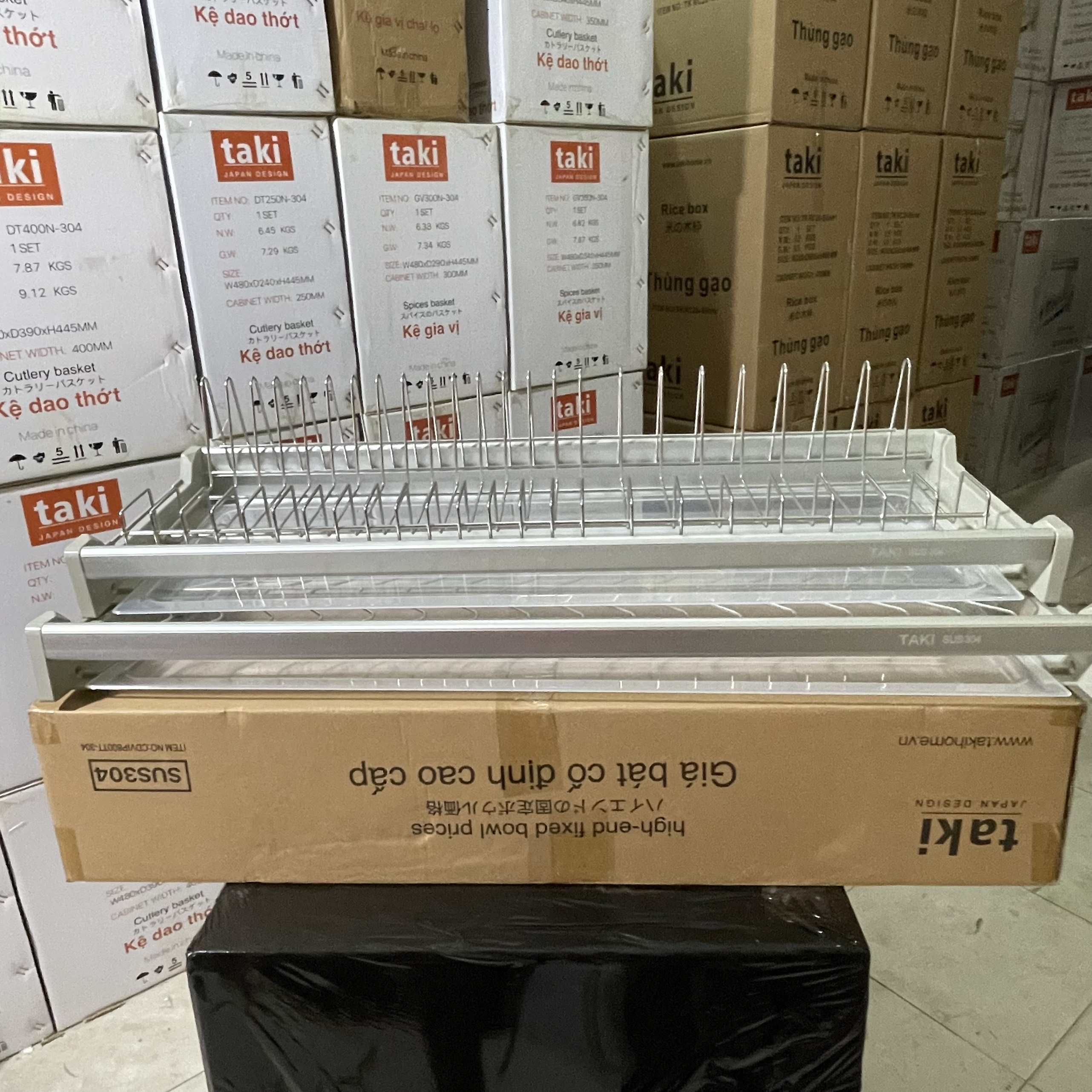 Giá Bát Cố Định Tủ Bếp, Kệ Chén Tủ Bếp INOX 304 - Khung Nhôm Cao Cấp - Bảo Hành Vĩnh Viễn - Có Thợ Lắp