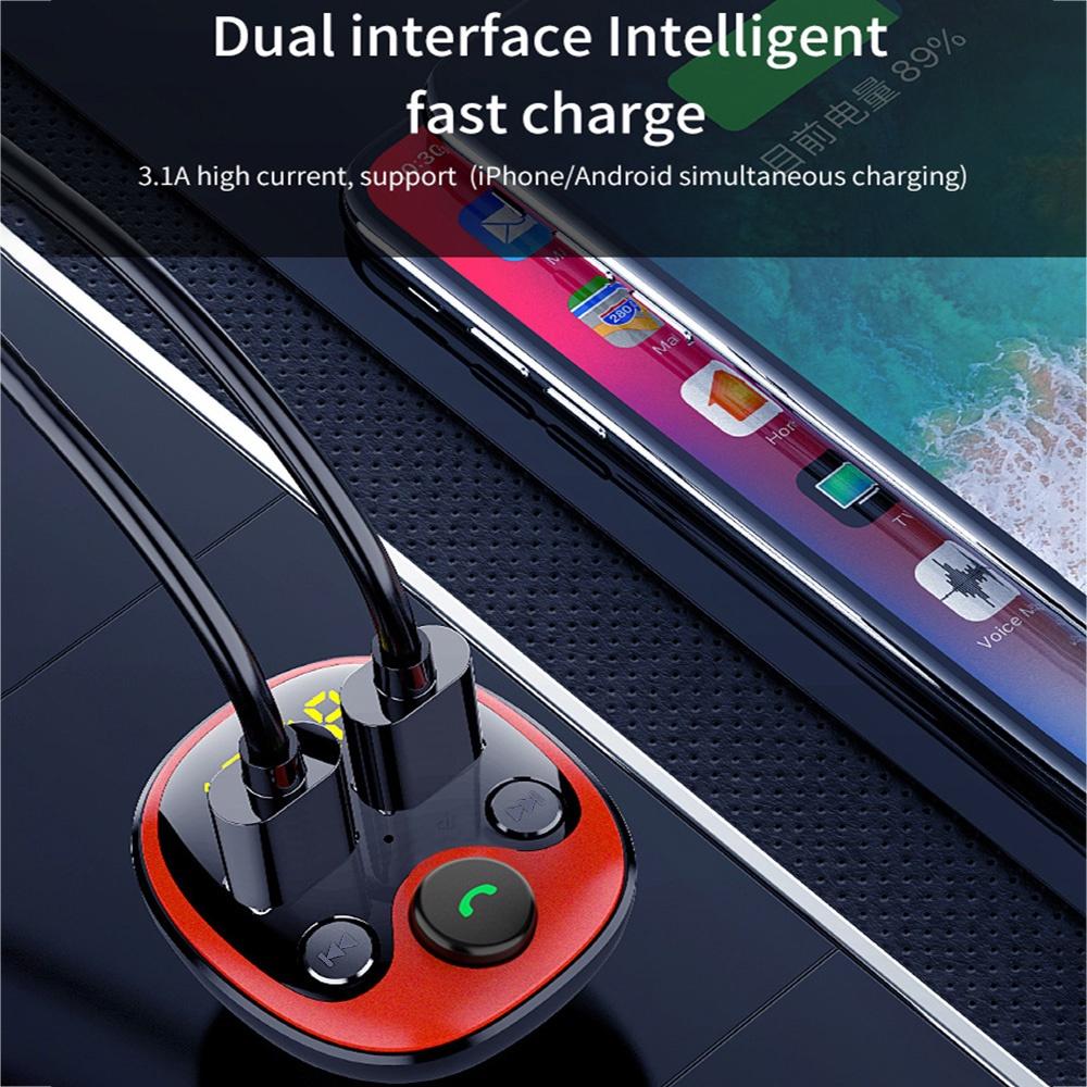 Tẩu sạc hai cổng USB TF Bluetooth 5.0 cho xe hơi