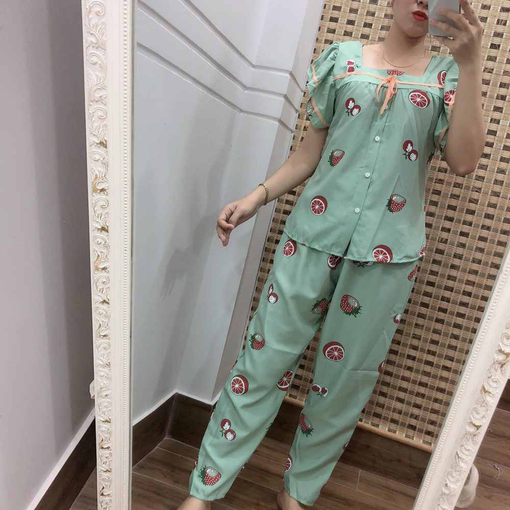 Đồ Bộ Quần Dài Vải Kate Tay Cánh Tiên